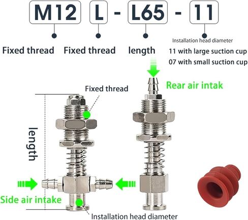 1Pcs Vacuum Suction Cup Base, Vacuum Suction Cup Manipulator Accessories Tianxing Big Head Screw Base M10/12-L(L80-11,M12 Bottom Intake) in Saudi Arabia