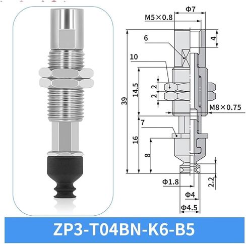 ZP3-T04/06/08BN-J/K3/6/10 Pneumatic Vacuum Chuck Vacuum Suction Cup 1Pcs(ZP3-T06BN-J3-B5) in Saudi Arabia