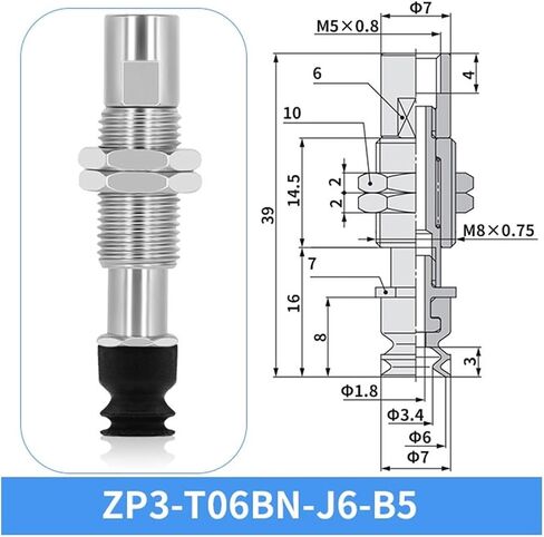 ZP3-T04/06/08BN-J/K3/6/10 Pneumatic Vacuum Chuck Vacuum Suction Cup 1Pcs(ZP3-T06BN-J3-B5) in Saudi Arabia