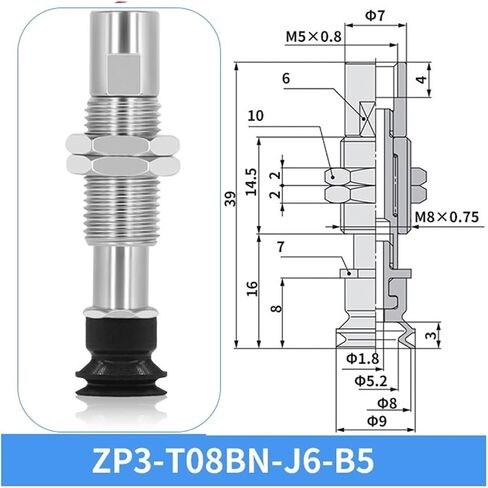 ZP3-T04/06/08BN-J/K3/6/10 Pneumatic Vacuum Chuck Vacuum Suction Cup 1Pcs(ZP3-T06BN-J3-B5) in Saudi Arabia