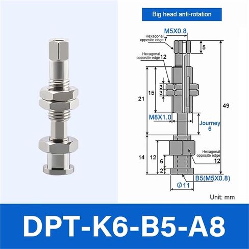 DPT-J/K6/10/15/20/25/30/40/50/-B5-A8/10 Pneumatic Connecting Rod Fitting for Vacuum Suction Cup 1Pcs(DPT-K30-B5-A10) in Saudi Arabia