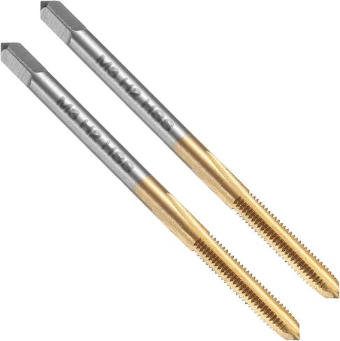 uxcell 2pcs Straight Flute Thread Tap, M4 x 0.7 Metric Titanium Coated Screw Threading Tapping Tool Thread Milling Machine Taps, High-Speed Steel 6542 (HSS 6542) in Saudi Arabia