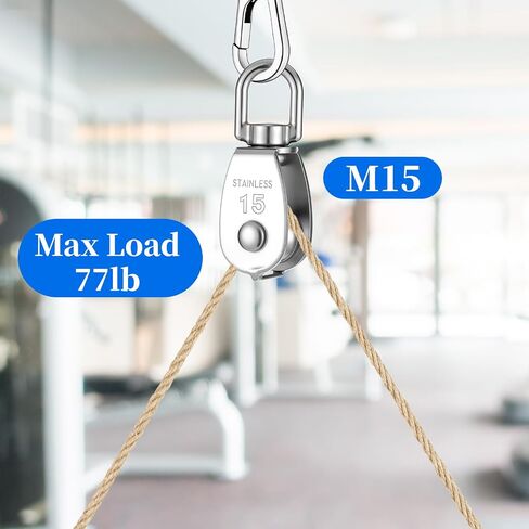 3Pcs 304 Stainless Steel M15 Single Pulley Block, Can Swivel Rope Pulley, Lifting Single Pulleys Block, Wire Rope Hanging Wire Towing Wheel in Saudi Arabia