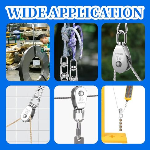 3Pcs 304 Stainless Steel M15 Single Pulley Block, Can Swivel Rope Pulley, Lifting Single Pulleys Block, Wire Rope Hanging Wire Towing Wheel in Saudi Arabia