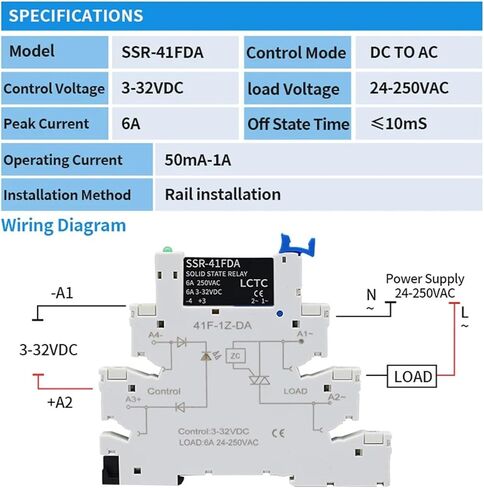 SSR-41FDA SSR-41FDD Slim Relay Board Din Rail Relay Module SSR Terminal State Relay مع LED 6A SSR-41FDA SSR-41FDD DC-AC DC- DC 1PCS (1PCS SSR-41DD) in Kuwait