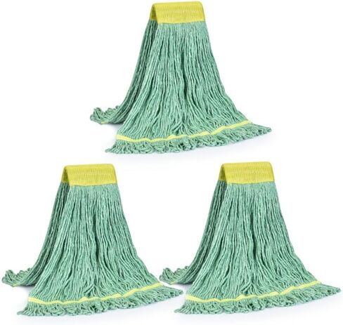 Matthew Cleaning Commercial Mop Head Replacement, 5 Inch Wide Headband, Looped End Cotton Blend String Wet Mops for Floor Cleaning, 24 oz Large, Case Pack 12 Pcs Blue in Kuwait