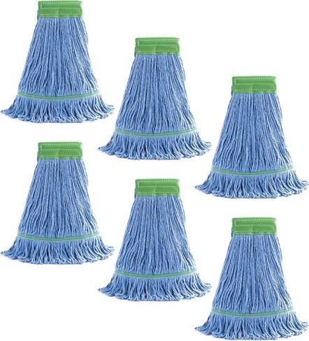 Matthew Cleaning Commercial Mop Head Replacement, 5 Inch Wide Headband, Looped End Cotton Blend String Wet Mops for Floor Cleaning, 24 oz Large, Case Pack 12 Pcs Blue in Kuwait