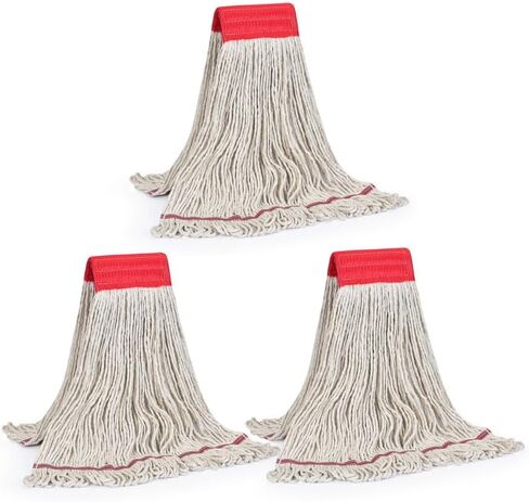 Matthew Cleaning Commercial Mop Head Replacement, 5 Inch Wide Headband, Looped End Cotton Blend String Wet Mops for Floor Cleaning, 24 oz Large, Case Pack 12 Pcs Blue in Kuwait