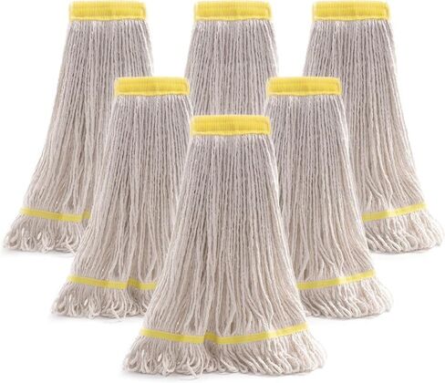 Matthew Cleaning Commercial Mop Head Replacement, 5 Inch Wide Headband, Looped End Cotton Blend String Wet Mops for Floor Cleaning, 24 oz Large, Case Pack 12 Pcs Blue in Kuwait