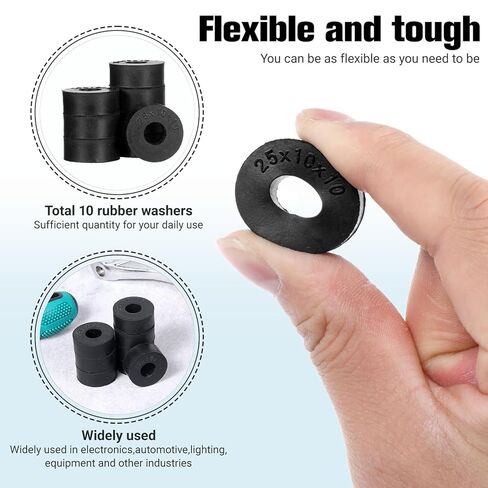 10 Pack Rubber Spacers Black Round Rubber Washers Multi-Purpose Anti Vibration Bushings Spacers Isolation Pads 1 Inches OD x 0.4 Inch ID x 0.4 Inch for Car Accessories Home in Kuwait