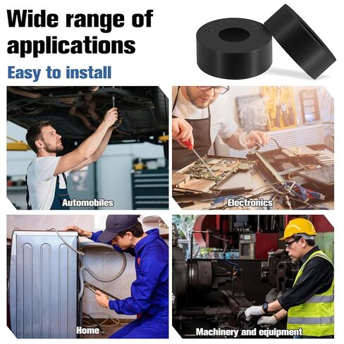 10 Pack Rubber Spacers Black Round Rubber Washers Multi-Purpose Anti Vibration Bushings Spacers Isolation Pads 1 Inches OD x 0.4 Inch ID x 0.4 Inch for Car Accessories Home in Kuwait