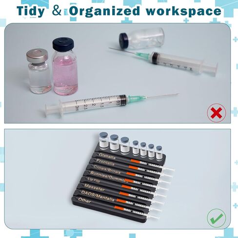 GEELIN 1 PCS درج الممارس التجميلي مع 8 فتحات من الفتحات العلامة الخيزران قارورة الحقنة صينية تحضير ، 2 في 1 في 1 تخزين إمدادات طبية لأخصائيي الجمالية ، الممرضات (الكلاسيكية ، الأسود) in Saudi Arabia