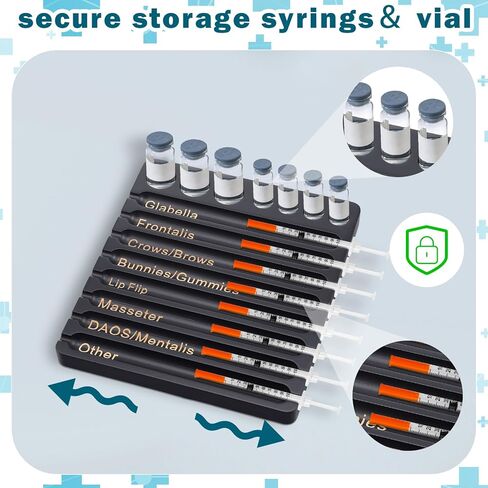 GEELIN 1 PCS درج الممارس التجميلي مع 8 فتحات من الفتحات العلامة الخيزران قارورة الحقنة صينية تحضير ، 2 في 1 في 1 تخزين إمدادات طبية لأخصائيي الجمالية ، الممرضات (الكلاسيكية ، الأسود) in Saudi Arabia