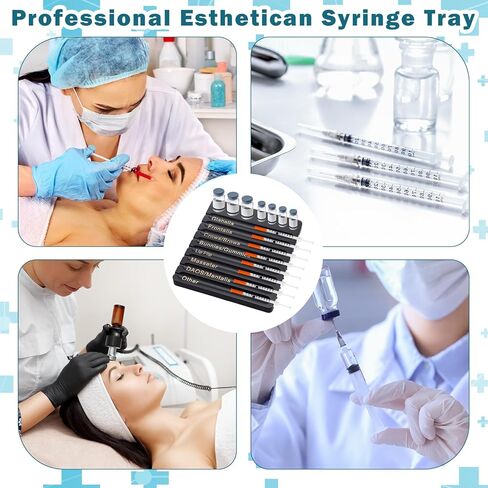 GEELIN 1 PCS درج الممارس التجميلي مع 8 فتحات من الفتحات العلامة الخيزران قارورة الحقنة صينية تحضير ، 2 في 1 في 1 تخزين إمدادات طبية لأخصائيي الجمالية ، الممرضات (الكلاسيكية ، الأسود) in Saudi Arabia