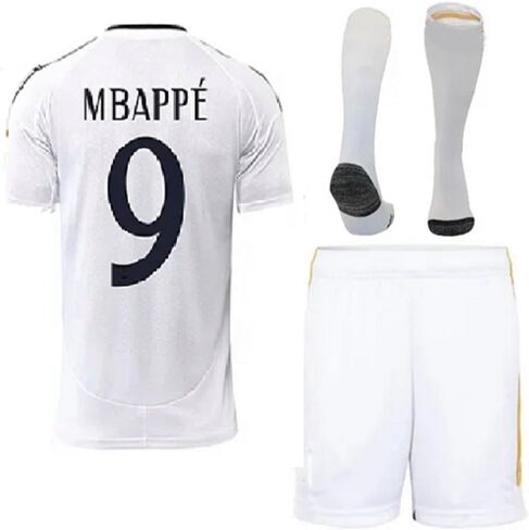Home Mbappe Madrid Kids Jersey + Shorts + Socks Madrid Set Kit Size Medium (8-9 سنوات) للشباب in Kuwait