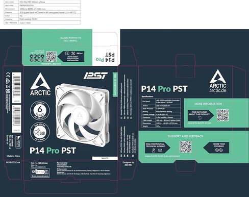 Arctic P14 Pro PST (White)-مروحة قسط قوية ، مروحة PWM 140 مم مع تقسيم Y-Cable ، 400-2500 دورة في الدقيقة ، 0 دورة في الدقيقة <5 ٪ PWM ، محمل ديناميكي السوائل ، 4 أسنان-أبيض in Saudi Arabia