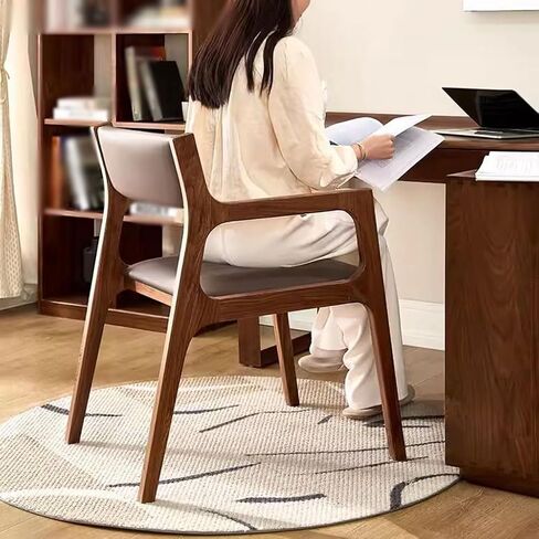 Office Chair Upholstered Modern Dining Chair Solid Wood Living Room Chair Walnut Color Study Lounge Chair Dimensions: 21 Inches Home Office Desk Chairs(B) in Kuwait