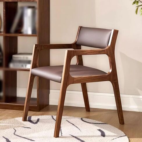 Office Chair Upholstered Modern Dining Chair Solid Wood Living Room Chair Walnut Color Study Lounge Chair Dimensions: 21 Inches Home Office Desk Chairs(B) in Kuwait