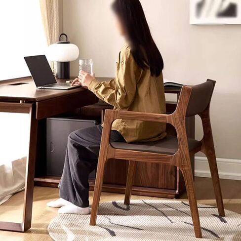 Office Chair Upholstered Modern Dining Chair Solid Wood Living Room Chair Walnut Color Study Lounge Chair Dimensions: 21 Inches Home Office Desk Chairs(B) in Kuwait