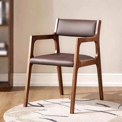 Office Chair Upholstered Modern Dining Chair Solid Wood Living Room Chair Walnut Color Study Lounge Chair Dimensions: 21 Inches Home Office Desk Chairs(B) in Kuwait