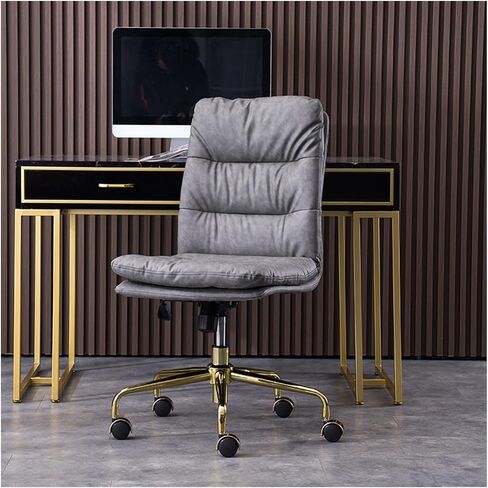 Office Chair High-Back Office PC Desk Chair Without Armrest, Adjustable Hight Swivel Desk Chair PU Leather Soft Executive Swivel Office Chair with Metal Base Home Office Desk Chairs(E) in Kuwait