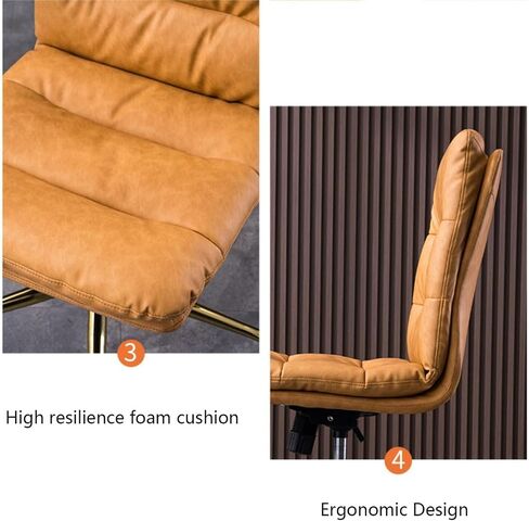 Office Chair High-Back Office PC Desk Chair Without Armrest, Adjustable Hight Swivel Desk Chair PU Leather Soft Executive Swivel Office Chair with Metal Base Home Office Desk Chairs(E) in Kuwait
