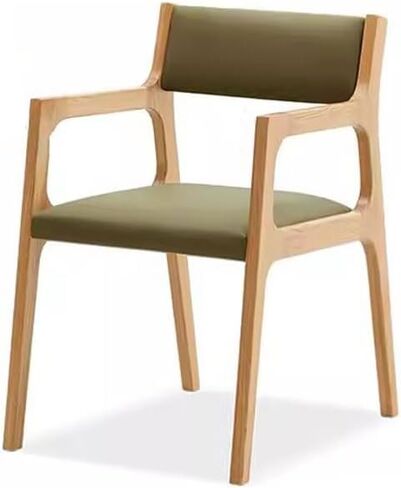 Office Chair Mid-Century Modern Armchair Solid Wood Reading Lounge Chair Wood Color Kitchen Chair with Upholstery and Backrest Home Office Desk Chairs(B) in Kuwait