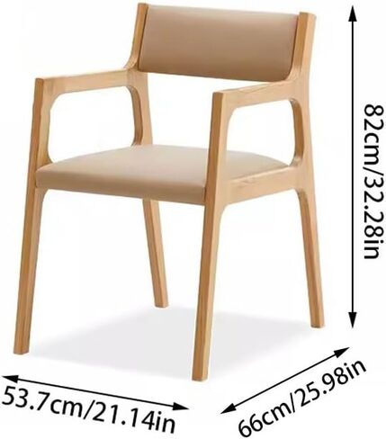 Office Chair Mid-Century Modern Armchair Solid Wood Reading Lounge Chair Wood Color Kitchen Chair with Upholstery and Backrest Home Office Desk Chairs(B) in Kuwait