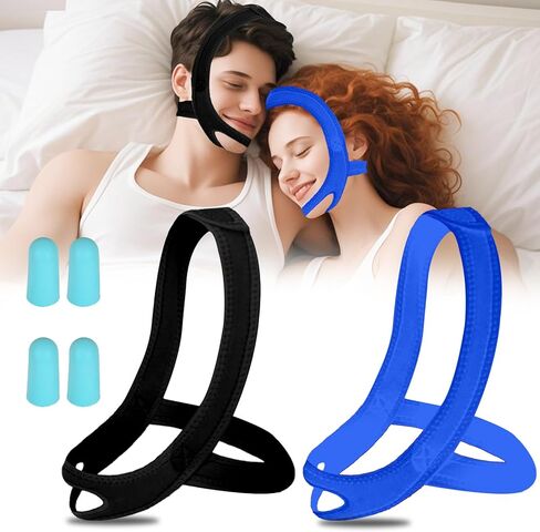 Anti Snoring Chin Strap for Sleeping, 2 Pack Adjustable Jaw Support Strap to Keep Mouth Closed, Soft Snoring Solution for Men Women, Stops Snoring Dry Mouth, Comfort Fit Nighttime Sleeping Aid in Kuwait