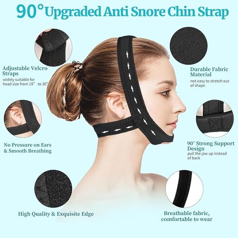 Anti Snoring Chin Strap for Sleeping, 2 Pack Adjustable Jaw Support Strap to Keep Mouth Closed, Soft Snoring Solution for Men Women, Stops Snoring Dry Mouth, Comfort Fit Nighttime Sleeping Aid in Kuwait