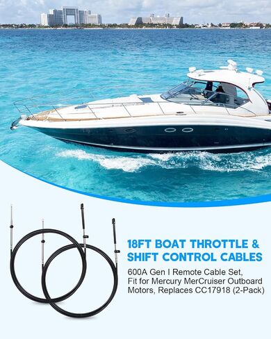 كابلات خنق القوارب والتحكم في التحول تتناسب مع Mercury Mercruiser Marine Outboard - يحل محل CC17918 ، 600A Gen I System ، 18 قدمًا ، 2 مساءً in Saudi Arabia
