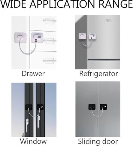 Lock Cabinet Fridge Door Lock Stainless Steel Cable Home Window Lock Strong Fix 1Pcs(G) in Kuwait