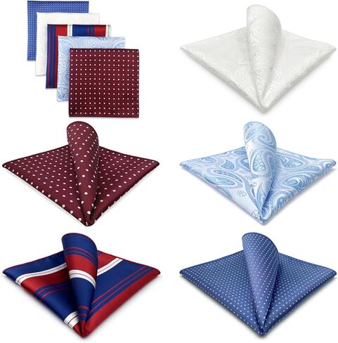 SHLAX&WING 5 Pieces Assorted Mens Silk Pocket Square Set Handkerchiefs in Saudi Arabia