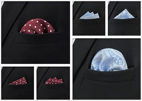 SHLAX&WING 5 Pieces Assorted Mens Silk Pocket Square Set Handkerchiefs in Saudi Arabia