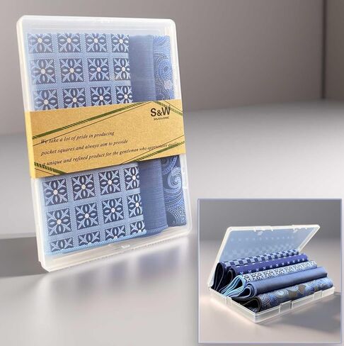 SHLAX&WING 5 Pieces Assorted Mens Silk Pocket Square Set Handkerchiefs in Saudi Arabia