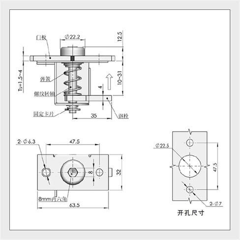 XK227-3 Class Spring Tongue Lock L Large Compression Door Lock 14-10-93-11 Hex Wrench Open with Spring Pressure Lock 1Pcs in Saudi Arabia