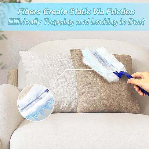50 Count Duster Refills for Swi-ffer Duster, One-Sided Electrostatic Duster with 2 Handles, Heavy Duty Dusters Refills Replacement for Cleaning Furniture, Blinds, Glass, Car, Ceiling Fans, Wall in Saudi Arabia