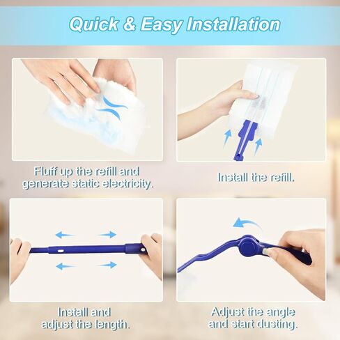 50 Count Duster Refills for Swi-ffer Duster, One-Sided Electrostatic Duster with 2 Handles, Heavy Duty Dusters Refills Replacement for Cleaning Furniture, Blinds, Glass, Car, Ceiling Fans, Wall in Saudi Arabia