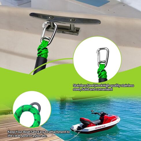 4ft boat bungee line marine rope 2 pack for stating boat for acking ، مع 316 مقطعًا من الفولاذ المقاوم للصدأ ، ملحق القوارب للزوارق ، العائم ، القوارب المائية ، الزورق ، قارب الطاقة (أحمر) in Kuwait