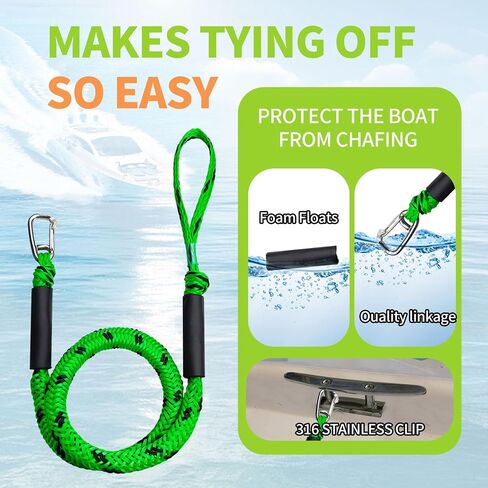 4ft boat bungee line marine rope 2 pack for stating boat for acking ، مع 316 مقطعًا من الفولاذ المقاوم للصدأ ، ملحق القوارب للزوارق ، العائم ، القوارب المائية ، الزورق ، قارب الطاقة (أحمر) in Kuwait