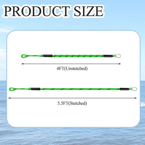 4ft boat bungee line marine rope 2 pack for stating boat for acking ، مع 316 مقطعًا من الفولاذ المقاوم للصدأ ، ملحق القوارب للزوارق ، العائم ، القوارب المائية ، الزورق ، قارب الطاقة (أحمر) in Kuwait