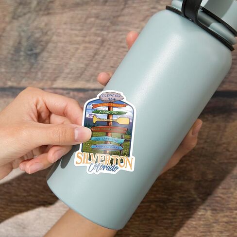 Die Cut Sticker Silverton, Colorado, Destination Signpost, Vinyl Sticker 3 to 6 inches, (Waterproof Decal for Cars, Water Bottles, Laptops, Coolers), Large in Saudi Arabia
