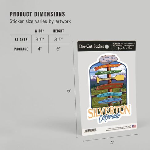 Die Cut Sticker Silverton, Colorado, Destination Signpost, Vinyl Sticker 3 to 6 inches, (Waterproof Decal for Cars, Water Bottles, Laptops, Coolers), Large in Saudi Arabia