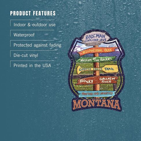 Die Cut Sticker Bozeman ، Montana ، Destination Signpost ، Finyl Sticker 3 إلى 6 بوصات ، (ملصق مقاوم للماء للسيارات ، زجاجات المياه ، أجهزة الكمبيوتر المحمولة ، المبردات) ، كبيرة in Saudi Arabia