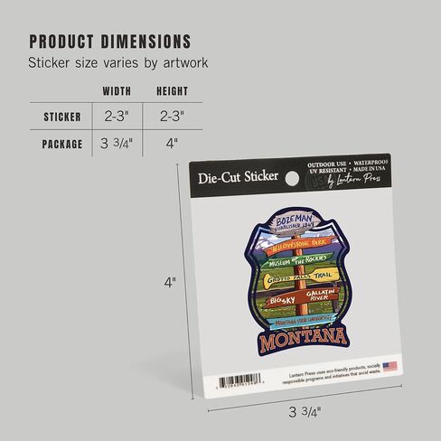 Die Cut Sticker Bozeman ، Montana ، Destination Signpost ، Finyl Sticker 3 إلى 6 بوصات ، (ملصق مقاوم للماء للسيارات ، زجاجات المياه ، أجهزة الكمبيوتر المحمولة ، المبردات) ، كبيرة in Saudi Arabia