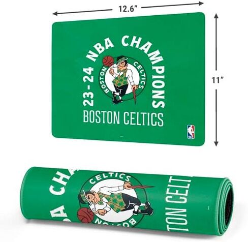 Skinit Small Gaming Mouse Pad - Officially Licensed 2024 NBA Champions Boston Celtics Design with Stitched Edges, Waterproof, Non-Slip Rubber Base, Desk Mat for Keyboard & Mouse, 12.6" x 11" inches in Saudi Arabia