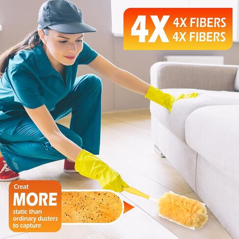60 Pack Heavy Duty Duster Refills with 2 Handle 360 Microfibre Duster Replacement Head Disposable for Cleaning Blind Fan Furniture Electronics(Orange and Blue) in Saudi Arabia