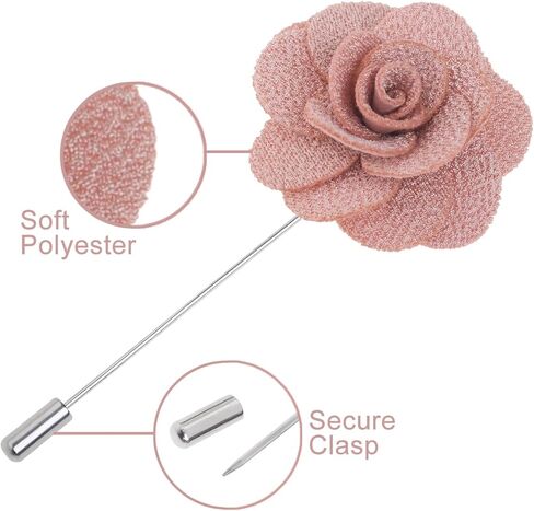 TopTie Men's Lapel Flower Pin Rose for Wedding Boutonniere Stick (Pack of 6) in Kuwait