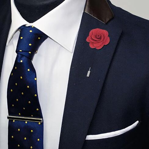 TopTie Men's Lapel Flower Pin Rose for Wedding Boutonniere Stick (Pack of 6) in Kuwait