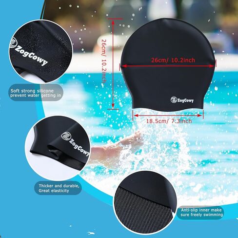 Kids Extra Large Swim Cap for Long Thick Hair Braids and Dreadlocks, Waterproof Silicone Keep Hair Dry Swimming Caps for Toddler Child Youth Girls Bath Pool Shower Cap 1-3 Pack in Kuwait